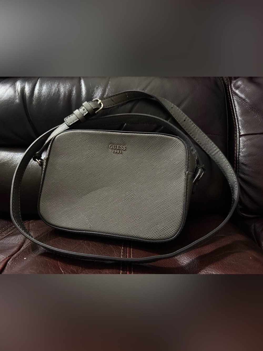 GUESS Crossbody Bag in Charcoal Gray and Black
